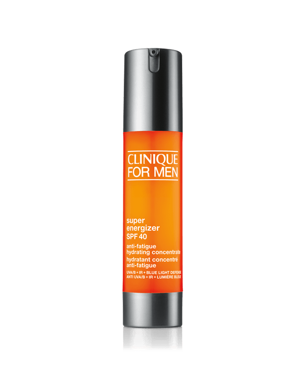 Clinique For Men Super Energizer™ Anti-Fatigue Hydrating Concentrate SPF 40, Die leichte Feuchtigkeitspflege schenkt 12 Stunden lang Energie und Feuchtigkeit.