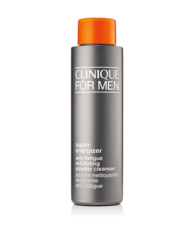 Clinique For Men Super Energizer™ Anti-Fatigue Exfoliating Powder Cleanser, Energiespendender Puder-Cleanser, der fahle Haut sofort reinigt und belebt.