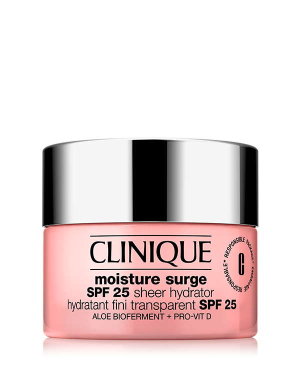 Moisture Surge™ SPF 25 Sheer Hydrator, Schützen Sie Ihren Glow. Die luftige, leichte Creme versorgt die Haut mit Feuchtigkeit, wie wir es von der Moisture Surge Linie lieben. Zudem bietet sie Sonnenschutz. Das transparente Finish eignet sich auch für dunkle Hauttöne.&lt;b&gt;&lt;br&gt;&lt;/b&gt;