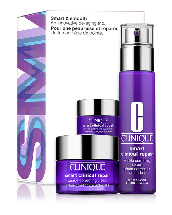 Smart &amp; Smooth Anti-Aging Skincare Set, Ein innovatives, 3-teiliges De-Aging-Trio für eine jünger aussehende Haut. Im Wert von über 100€.