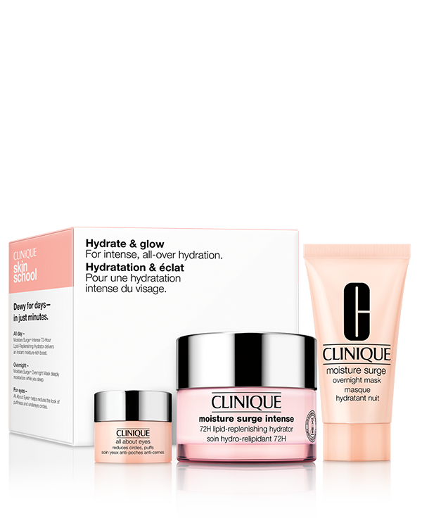 Intense Hydrate &amp; Glow Skincare Set, Skin School-Favoriten für eine intensive, allumfassende Feuchtigkeitsversorgung.