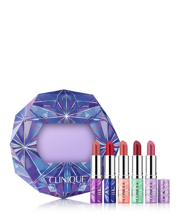 Plenty of Pop Lipstick Set, Ein Set mit fünf sinnlichen Farbtönen für Lippen, die hervorstechen.