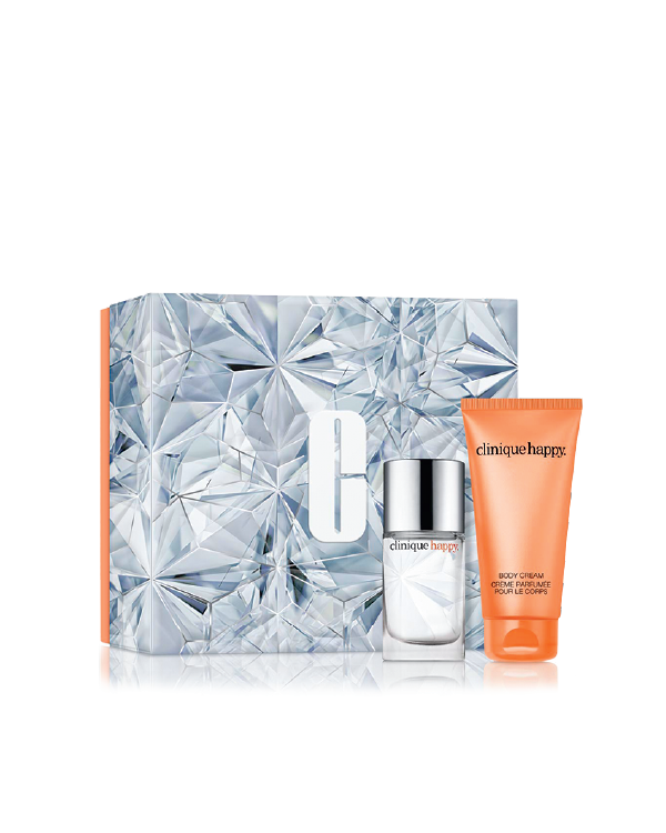 Have a Little Happy Fragrance Set, Dieses strahlende Parfüm-Geschenkset verdoppelt die Freude. Inklusive Parfümspray in Reisegrösse und einer Körpercreme in Originalgrösse. Perfekt für unterwegs.