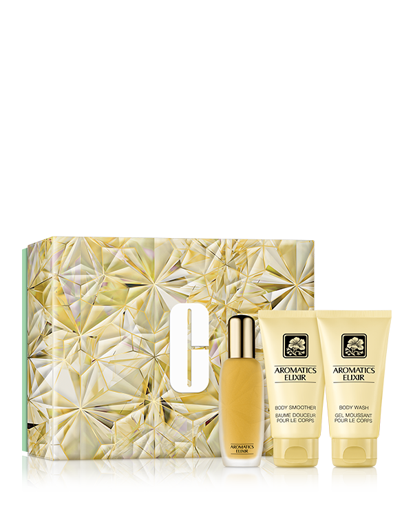 Aromatics Elixir Essentials Fragrance Set, Exklusives, reisefertiges Dufttrio, das von Kopf bis Fuß fasziniert.