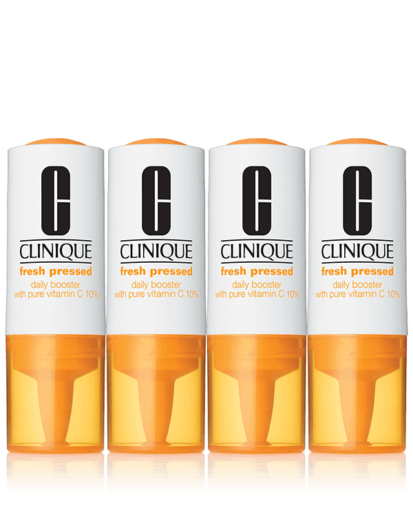 Clinique Fresh Pressed™ Daily Booster with Pure Vitamin C 10%, Clinique Fresh Pressed&lt;SUP&gt;TM&lt;/SUP&gt; enthält reines, frisches Vitamin C 10%. Der ultra-effiziente Booster verjüngt die Haut, restrukturiert sie und sorgt für einen ebenmäßigen Teint.